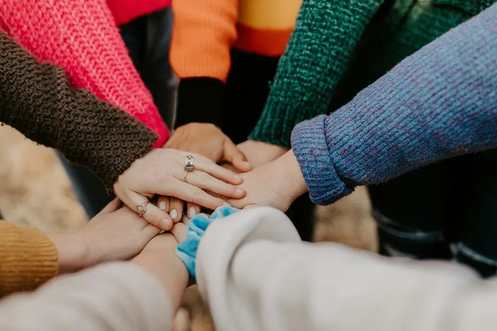 Close-up of hands together