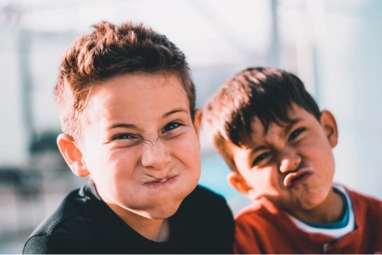 Children Pulling funny faces