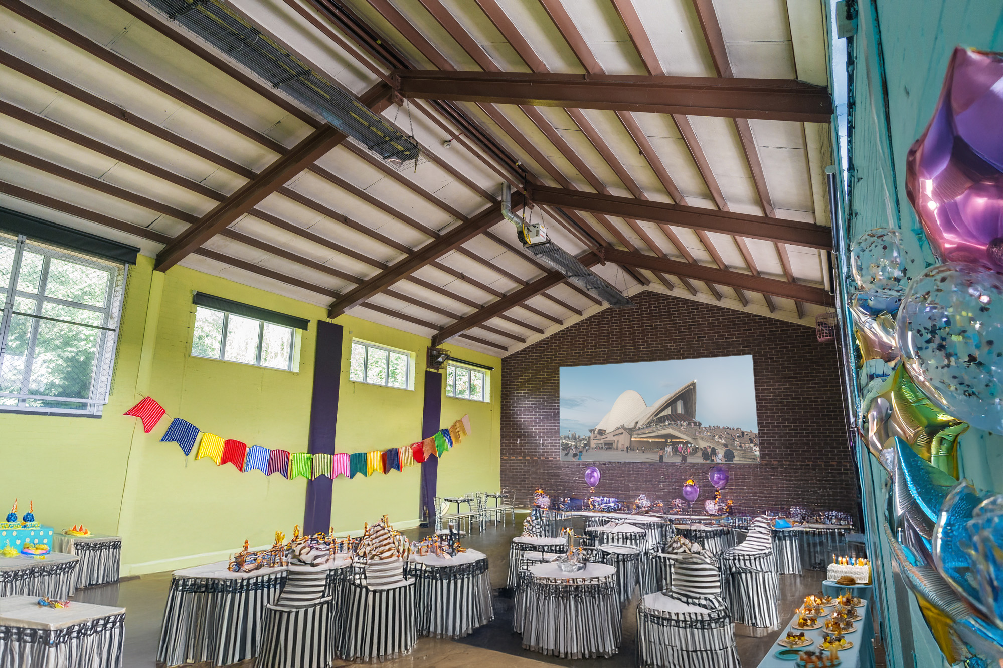 NYCC Sports hall with birthday chairs and tables