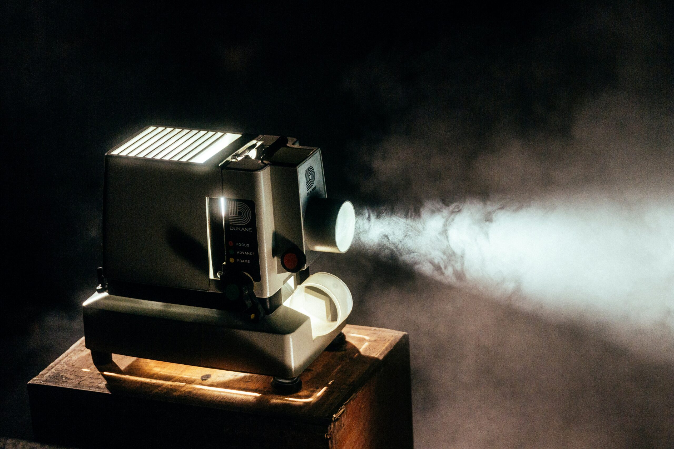 Close-up of a film projector