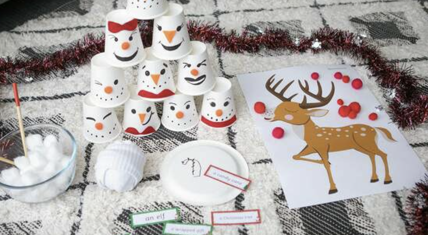 Christmas Games and crafts on table