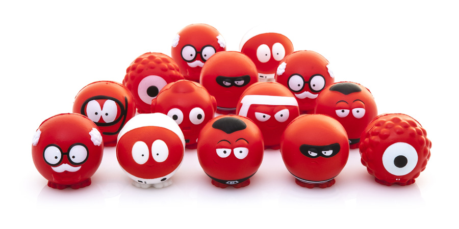 A bunch of red noses
